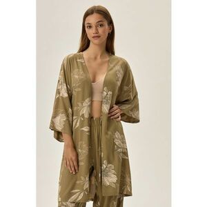 Halat dama Fleur - verde - floral - maneca lunga - poliester - imagine