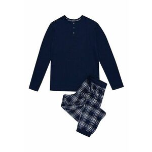 Pijama barbati Honor - albastru - bumbac - maneca lunga - set bluza si pantaloni imagine