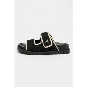Papuci din tricot - Alb fildes/Negru imagine
