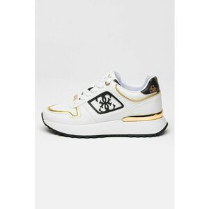 Pantofi sport cu logo cu monograma - Alb/Auriu/Negru imagine