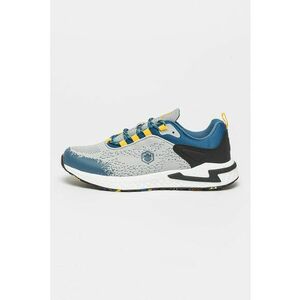 Pantofi sport din material textil cu insertii din piele ecologica Line - Negru/Gri deschis/Albastru imagine