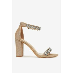 Sandale cu toc Textil - Auriu - Auriu imagine