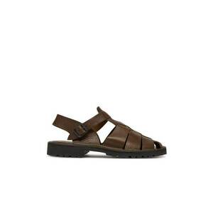 Sandale unisex D034 - Piele naturala - Maro - Maro imagine