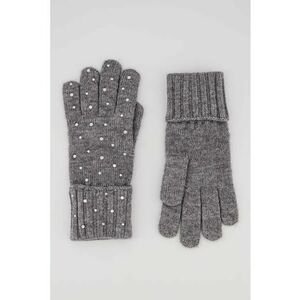 Manusi din tricot cu strasuri - Gri melange imagine