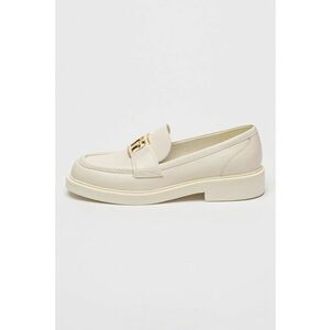 Pantofi loafer din piele cu logo - Crem imagine