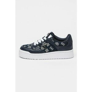 Pantofi sport de piele ecologica si material textil - Alb/Bleumarin imagine