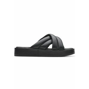 Papuci - casual - piele naturala - negru imagine