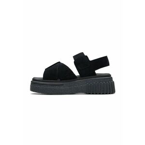 Sandale din piele cu model animal print - Negru stins imagine