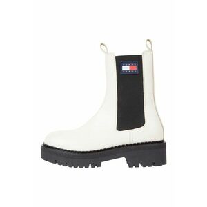 Ghete Chelsea de piele - Negru/Alb murdar imagine