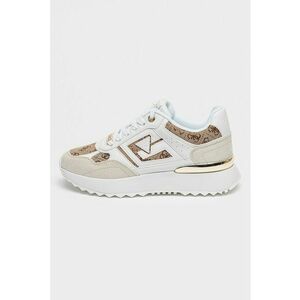 Pantofi sport wedge cu insertii de piele intoarsa sintetica Korenzo - Alb/Maro/Gri deschis imagine