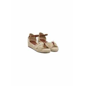 Sandale pentru fete - material textil - bej/maro - imagine