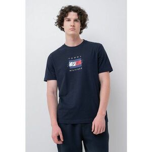 Tricou din bumbac cu detaliu logo pe piept - Bleumarin imagine