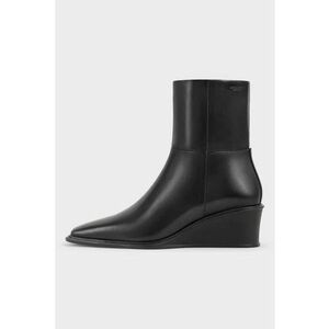 Botine wedge de piele - Negru imagine