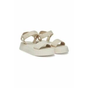 Sandale dama - material textil - ecru - toc plat - inchidere velcro - imagine