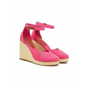 Pantofi dama - platforma - inchidere cu catarama - roz - textil - imagine