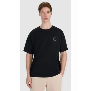 Tricou barbati croiala supradimensionata - imprimeu reflectorizant - negru - bumbac imagine