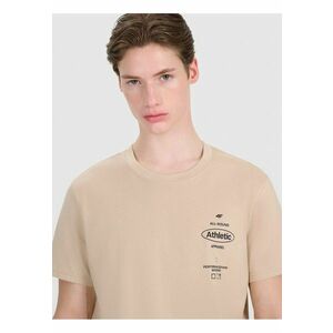 Tricou barbati normal - bumbac 100% - maro - imprimeu sportiv imagine
