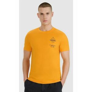 Tricou barbati portocaliu - bumbac 100% - maneca scurta - imprimeu sportiv imagine