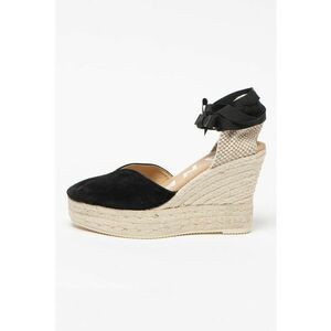 Sandale tip espadrile de piele intoarsa cu talpa wedge Hamptons imagine