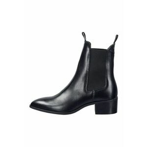 Botine Chelsea din piele cu toc masiv - Negru imagine