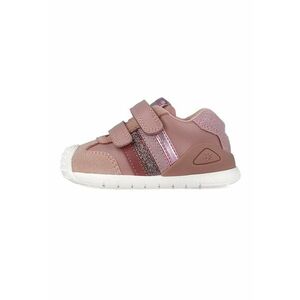 Pantofi sport de piele si piele ecologica cu model colorblock - Roz prafuit/Argintiu imagine