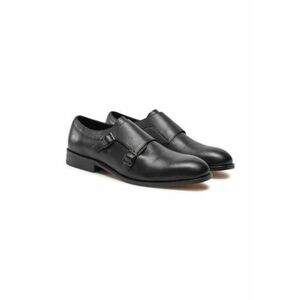 Pantofi barbatesti - piele naturala - negru - slip-on cu catarama imagine