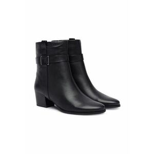 Botine dama cu toc mic - piele naturala - negru imagine