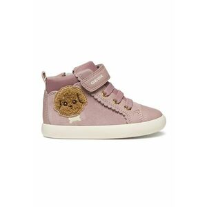 Pantofi sport mid-cut cu inchidere velcro si garnituri din piele intoarsa - Maro/Roz prafuit imagine