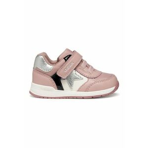Pantofi sport din piele ecologica si material textil cu segment cu inchidere velcro - Roz prafuit/Argintiu imagine