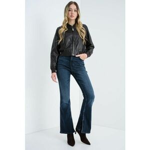 Jacheta crop bomber din piele Orten - Maro inchis imagine