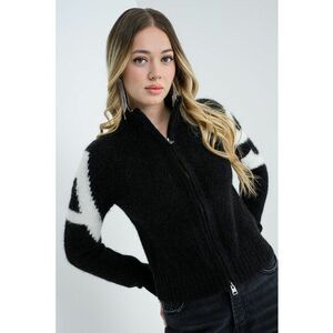 Cardigan din amestec de alpaca Sylvie - Alb/Negru imagine