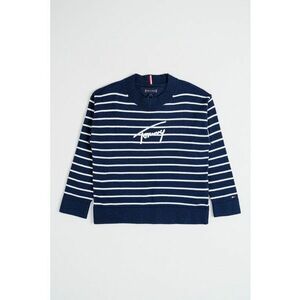 Pulover de bumbac organic cu logo - Alb/Bleumarin imagine