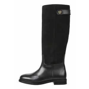 Cizme lungi de piele cu mai multe tipuri de piele - Negru imagine