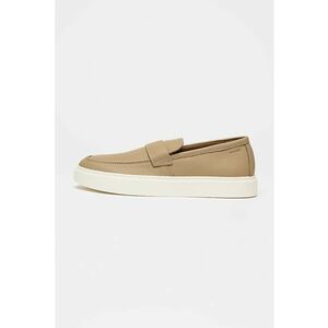 Pantofi loafer din piele cu varf rotund - Maro camel imagine
