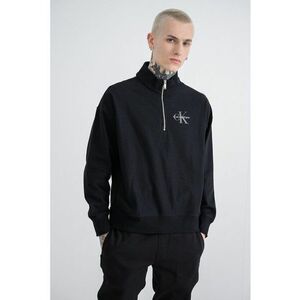 Bluza de trening cu imprimeu logo si fermoar scurt - Negru imagine