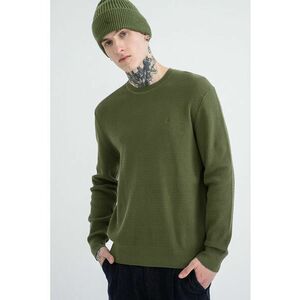 Pulover texturat cu decolteu la baza gatului - Verde imagine