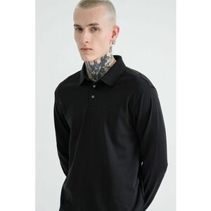 Bluza polo uni din bumbac - Negru imagine