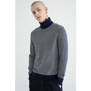Pulover din amestec de casmir cu model herringbone - Alb/Bleumarin imagine