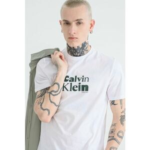 Tricou regular-fit cu decolteu la baza gatului - Alb/Kaki inchis imagine