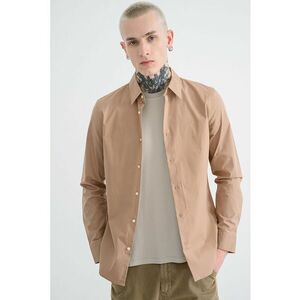 Camasa slim-fit cu model uni - Maro camel imagine