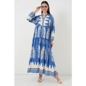 Rochie maxi - HiCCUP - decolteu in V - cu viscoza - Albastru imagine