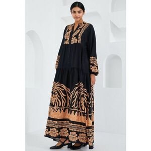 Rochie maxi - HiCCUP - imprimeu - Negru imagine