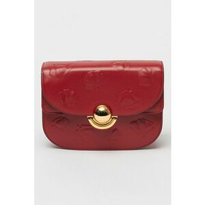 Geanta crossbody de piele cu clapa su model in relief. - Visiniu imagine