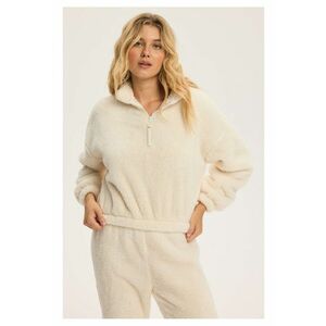 Bluza dama half-zip Alb crem Giggle - Alb imagine