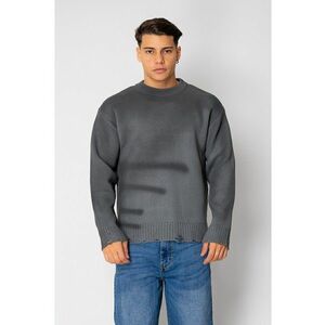 Pulover din mix de lana cu efect de prespalat Grey Anthracite 19036 - Gri imagine
