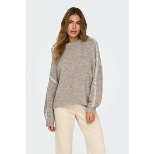 Pulover cu cusaturi contrastante Zoey - Gri deschis melange imagine