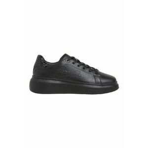 Pantofi sport din piele cu logo in relief - Negru imagine