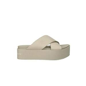 Saboti pentru femei Flatform Cross - Piele - Bej - imagine