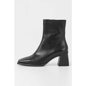 Botine de piele cu varf patrat - Negru imagine