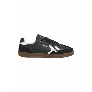 Pantofi sport din piele cu garnituri din piele intoarsa - Alb/Negru imagine